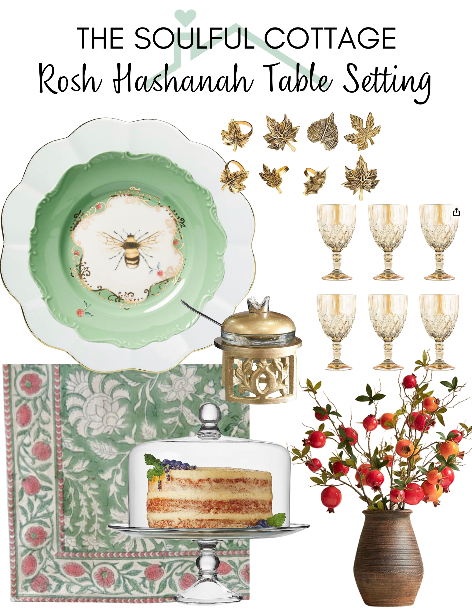 Garden Party Rosh Hashanah Table Setting